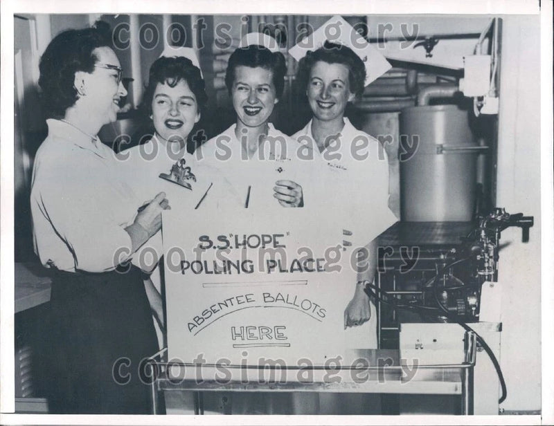 Wire Photo Nurses on Board Hospital Ship SS Hope Cast Votes For President Model