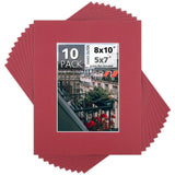 Acid-Free 10 Pack 8x10 Red Photo Picture Frame Fits 5x7 Art Display Model