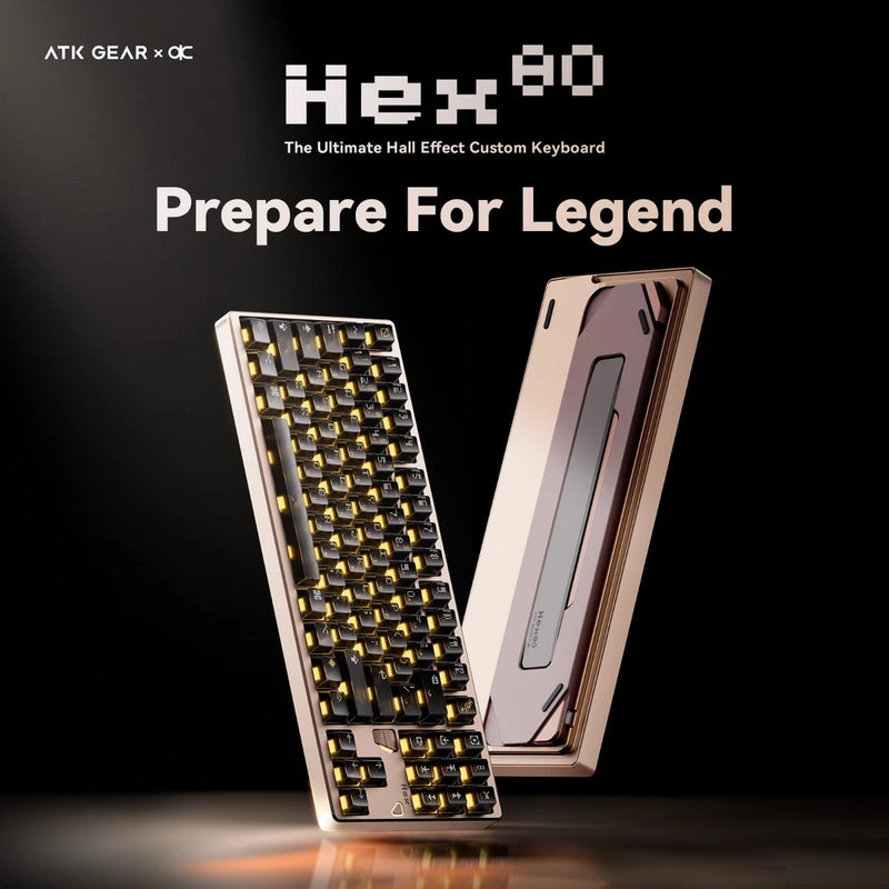 ATK ¡Á QK Hex80 TKL Hall Effect Magnetic Switch Gaming Keyboard CNC Aluminum Gold Model
