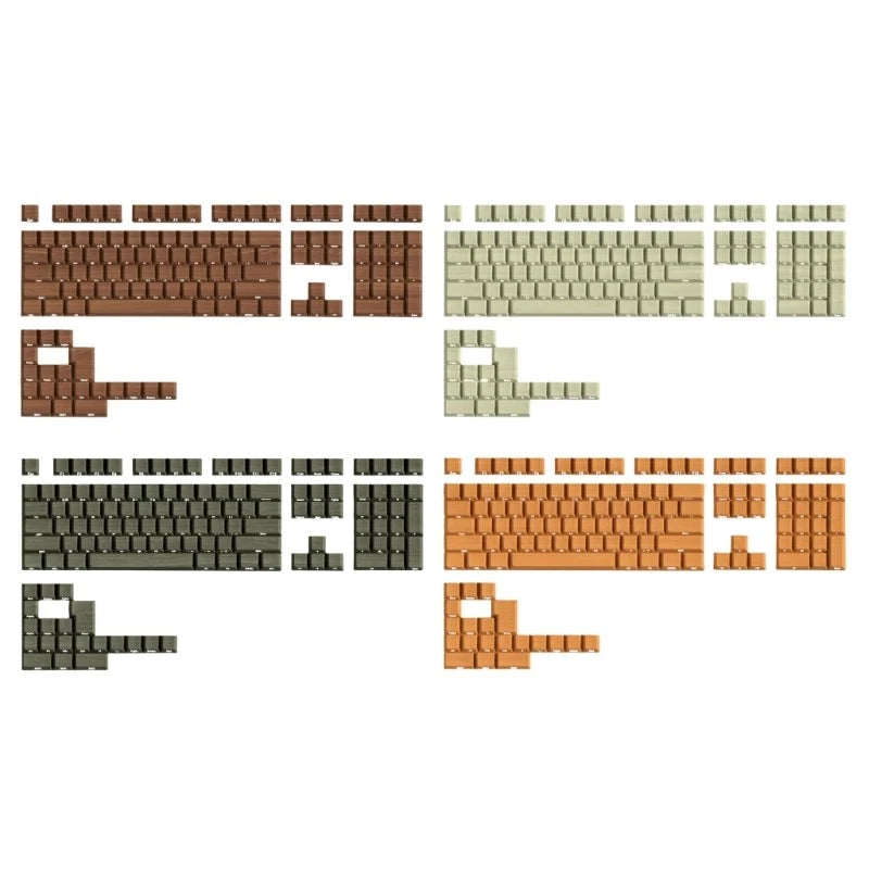 Complete Set Of 128 Keycaps Wooden Look High Grade Material brightened Model