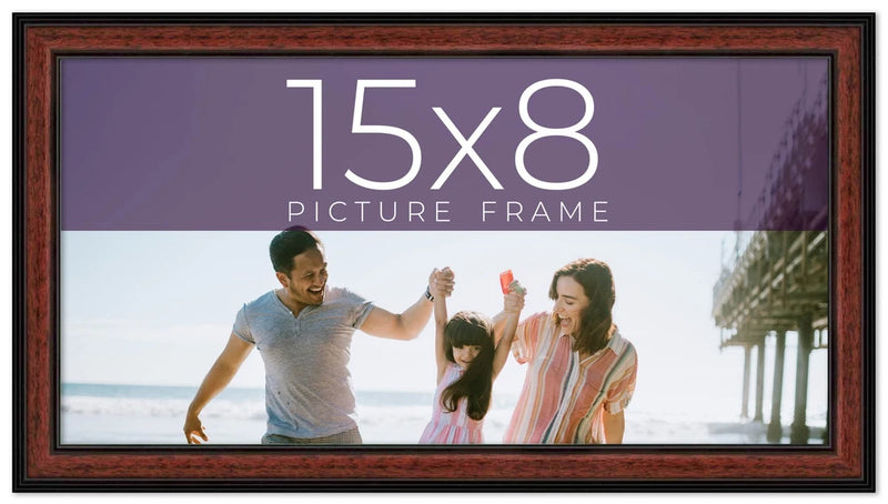 15x8 Frame Executive Brown Round Mahogany Finish Solid Wood Picture Frame | 1.25 Model