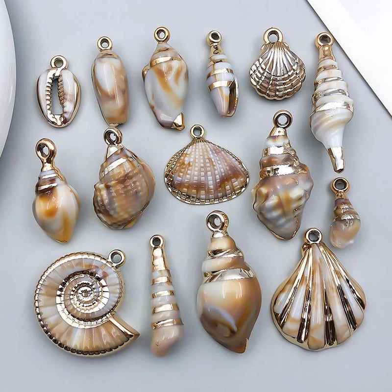 BULK 15Pcs Conch Shell Acrylic Charms DIY Jewelry Making Pendants Charms