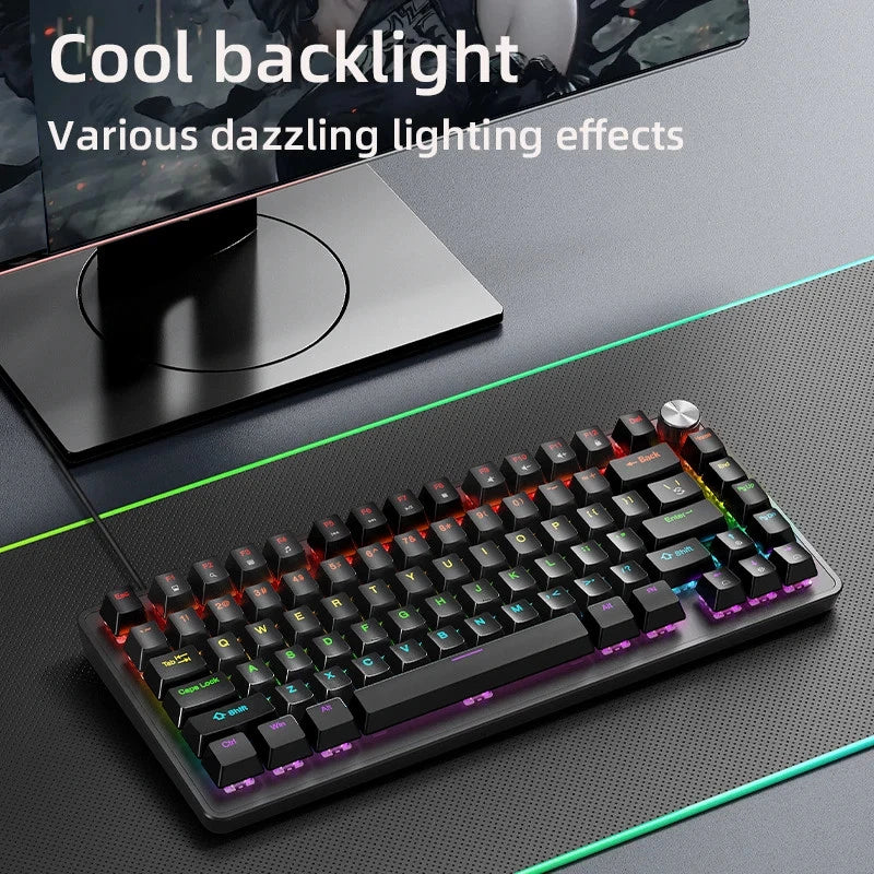 APAYADO K82 75% Mechanical Gaming Keyboard Hot-Swap RGB Backlit Knob Model