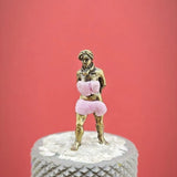 Mini Brass Lady Figurine with Pink Accents Collectible Decor Model
