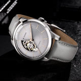 Titan Automatic Men's Watch NU90126SL01 Grey Dial Leather Strap Open Heart 50M Model