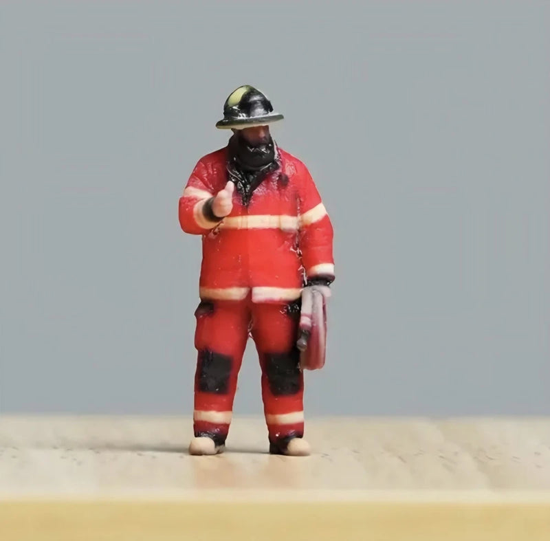 1 64 Scale Painted Miniature Fireman Firefighter Figurine High Detail Fire man Model