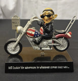 Motorcycle Rider Figurine Painted Resin 3D Effect Display Base "Still lookin'" Model