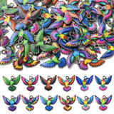 60pcs Random Bird Enamel Colorful Flying Animal Bird Dangle Charms for DIY Craft Charms