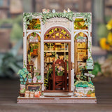 Green Life Bookshop DIY Book Nook Kit with Light, Miniature Bookshelf Insert Model