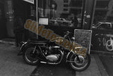 Vtg 35mm Negative Vtg Bsa Motorcycle Parked City Street Menu Board 1970s M-986 Model