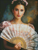 A Lady Holding a Fan 2 - Counted Cross Stitch Kits Needlework Embroidery DIY Model