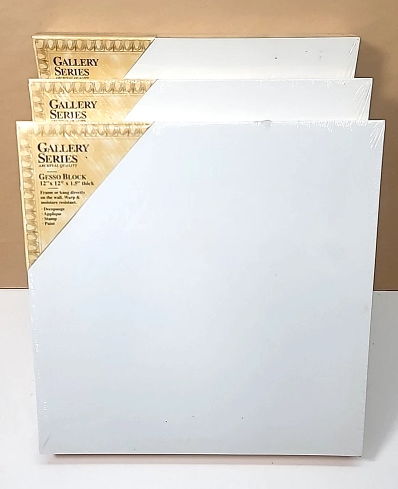3-Pack Gallery Series 12"x12"x1.5" Smooth Gesso Panels Cradled Board-Art/Photos Model