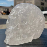 Carved Transparent Clear Quartz Skull Statue Polished Gemstone Figurine 5.5 lb Model