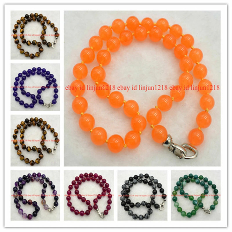Natural 8/10/12mm Topaz Tiger's Obsidian Gemstone Bead Necklace 18" AAA Charms