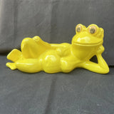 Enchanto California Pottery Ceramic Yellow Reclining Frog W/Bikini Sunglasses Model