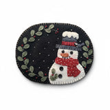 Mug Rug Wool Felt Embroidery Kit - Let it Snow - Snowman Pattern Model