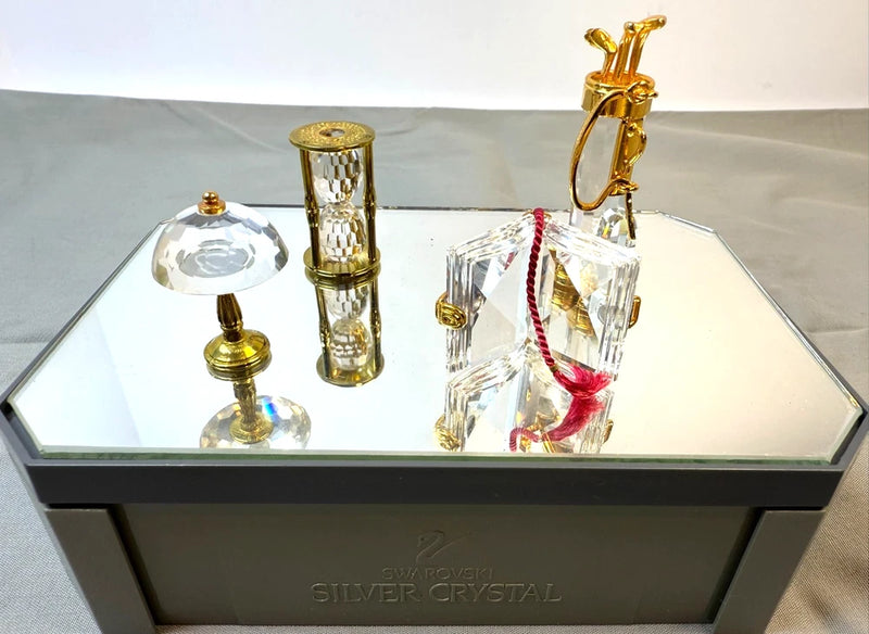 Swarovski Crystal Memories Desk Display Lamp Hourglass Book Golf Clubs RETIRED Model