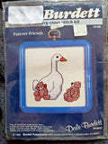 Dale Burdett "Furever Friends" Cross Stitch Kit with Frame Size 4" x 4" Model