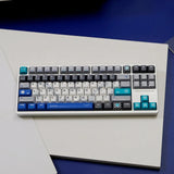 Mecha Blue white Cherry Profile Dye-subbed PBT Keycap Set Model