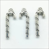 60pcs XMAS Crutches Antique Silver Charms Pendants for Jewelry Making DIY 27*9mm Charms