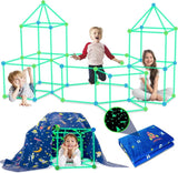160PCS Kids Fort Building Kit Glow in the Dark Build a Fort W/ Blanket STEM Toy Model