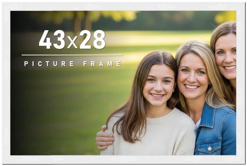 43x28 Frame White Wood Picture Photo Frame with UV Acrylic and Acid Free Backing Model