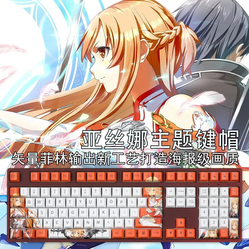108 Sword Art Online Yuuki Asuna PBT Cherry MX Keycaps for Mechanical Keyboard Model