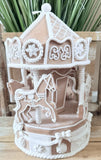 New Cupcakes & Cashmere Gingerbread Carousel Frosted Lace Christmas Figurine Model