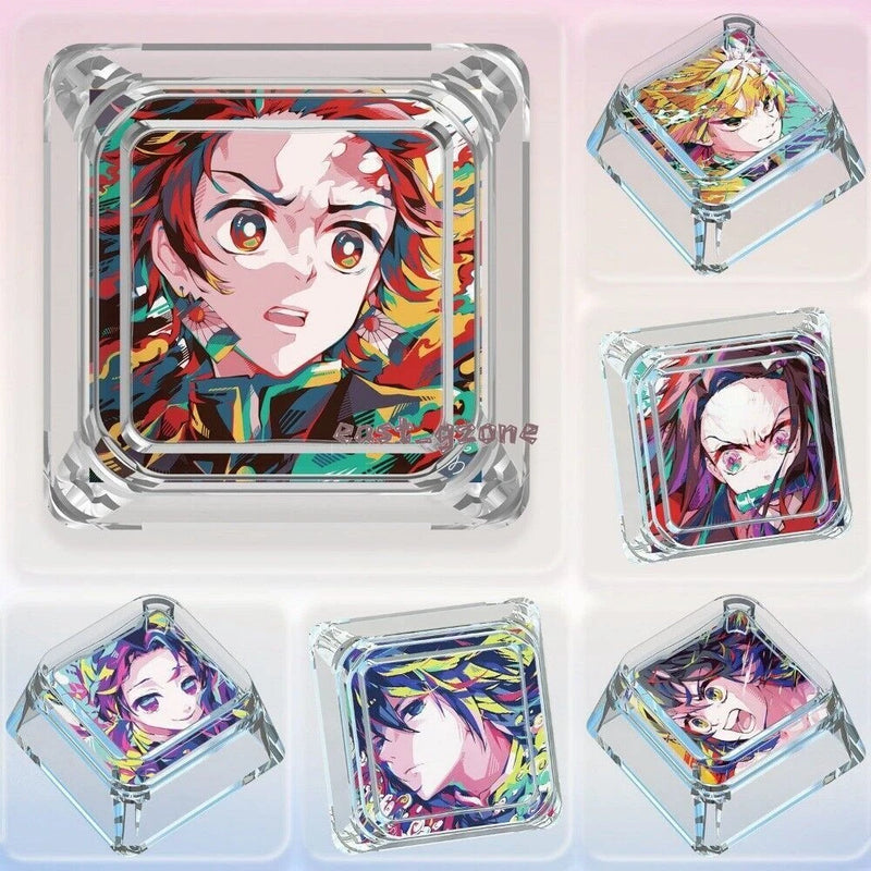 Anime Demon Slayer Novel Transparent Tokisaki Cute Clear Keycaps for MX Keyboard Model