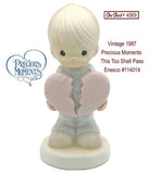 Precious Moments 1987 This Too Shall Pass Figurine 114014 Broken Heart Boy, VGC Model