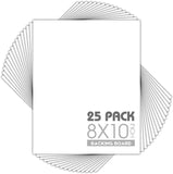 Mat Board Center 8X10 Backing Boards, 25 Pack Uncut Matboards for Prints Model
