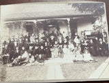 Photo on Board, Large Multi Generation Family, Man at Piano, Outside on Porch Model