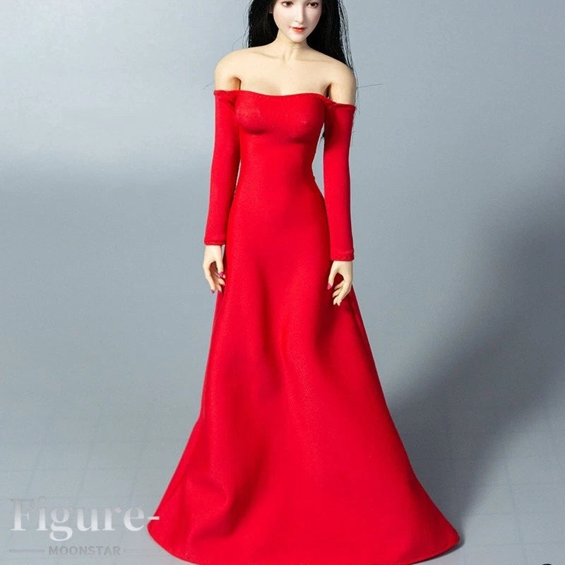 1:6 IC1002 Red Bare Shoulder Dress Evening Dress Model Fit 12" Action Figure Toy Model