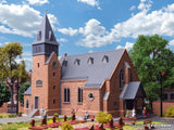 CHURCH with TOWER & STONE WALL - ORNATE STONEWORK HO Scale PLASTIC KIT 39766 NEW Model