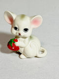 Lefton Mouse with Strawberry Porcelain Figurine #8277 Vintage Model