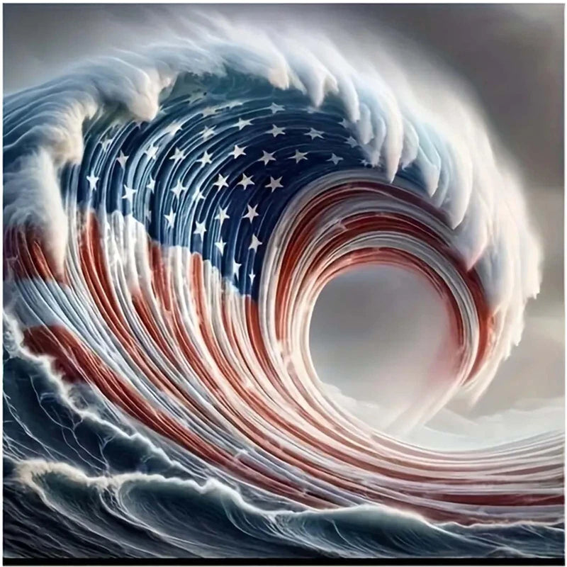 "5D Diamond Painting Kit, American Flag Waves, 11.8x11.8 Inch" Model