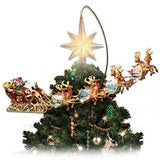 Bradford Thomas Kinkade Holidays in Motion Santa Reindeer Christmas Tree Topper Model