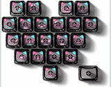 21 Keys Cute Cat Heart-Shaped Transparent Keycaps, PC Material Crystal Backlit P Model