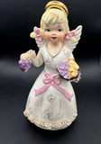 Vintage November Angel Figurine Highmount Japan Birth Month Grapes Harvest 7" Model