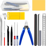 Hobby Model Building Kit 17Pcs Tools Set Includes Pliers File Knife Tweezers for Model