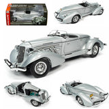 AUTO WORLD 1/18 SCALE 1935 SILVER AUBURN 851 SPEEDSTER DIECAST MODEL AW268-7C1 Model