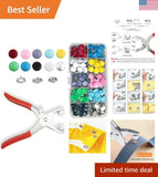 100 Sets Colorful Metal Snap Buttons with Pliers - Perfect for DIY Crafts Model