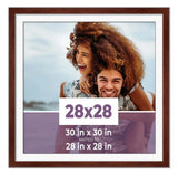 28x28 Frame Walnut With White Picture Mat For 28x28 Photo - Walnut 30x30 Frame T Model