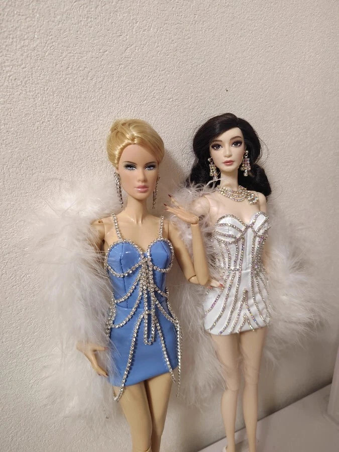 1/6 Scale Female Rhinestone Dress Model For Fr Mizi Mengf Action Figure Body Model