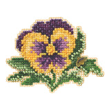 Tricolor Pansy Beaded Cross Stitch Kit Mill Hill 2019 Spring Bouquet MH181911 Model