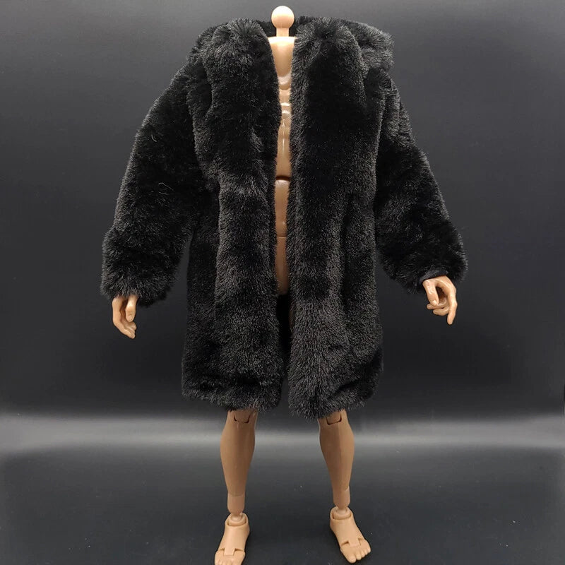 1/6 Scale Stylish black Fur Coat Model Fit for 12" Action Figure Soldier HT Model