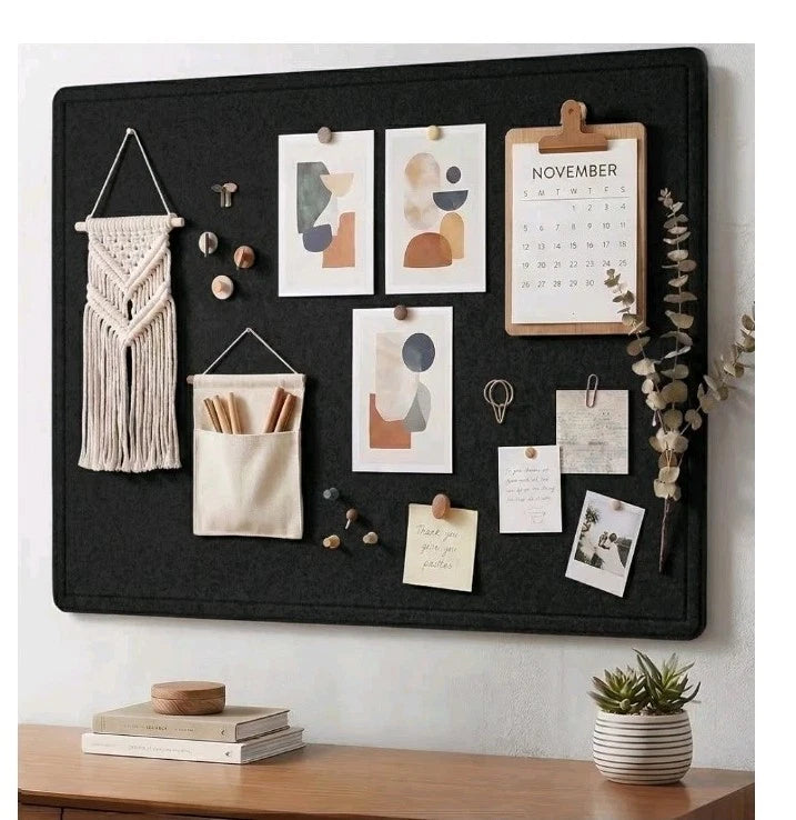 AKTOP Black Felt Foldable Cork Board Vision Picture Board with Pins 24 X 18 NEW Model
