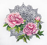 Cross Stitch Kit "Lace peonies", size 10.2x10.2 in (26.0x26.0 cm) Model
