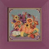 DIY Mill Hill Floral Pumpkin Fall Button Glass Bead Cross Stitch Picture Kit Model