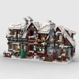 Modubrix Mocs Bricks Three Little Winter Houses 1518 Pieces Building Toys Kits Model